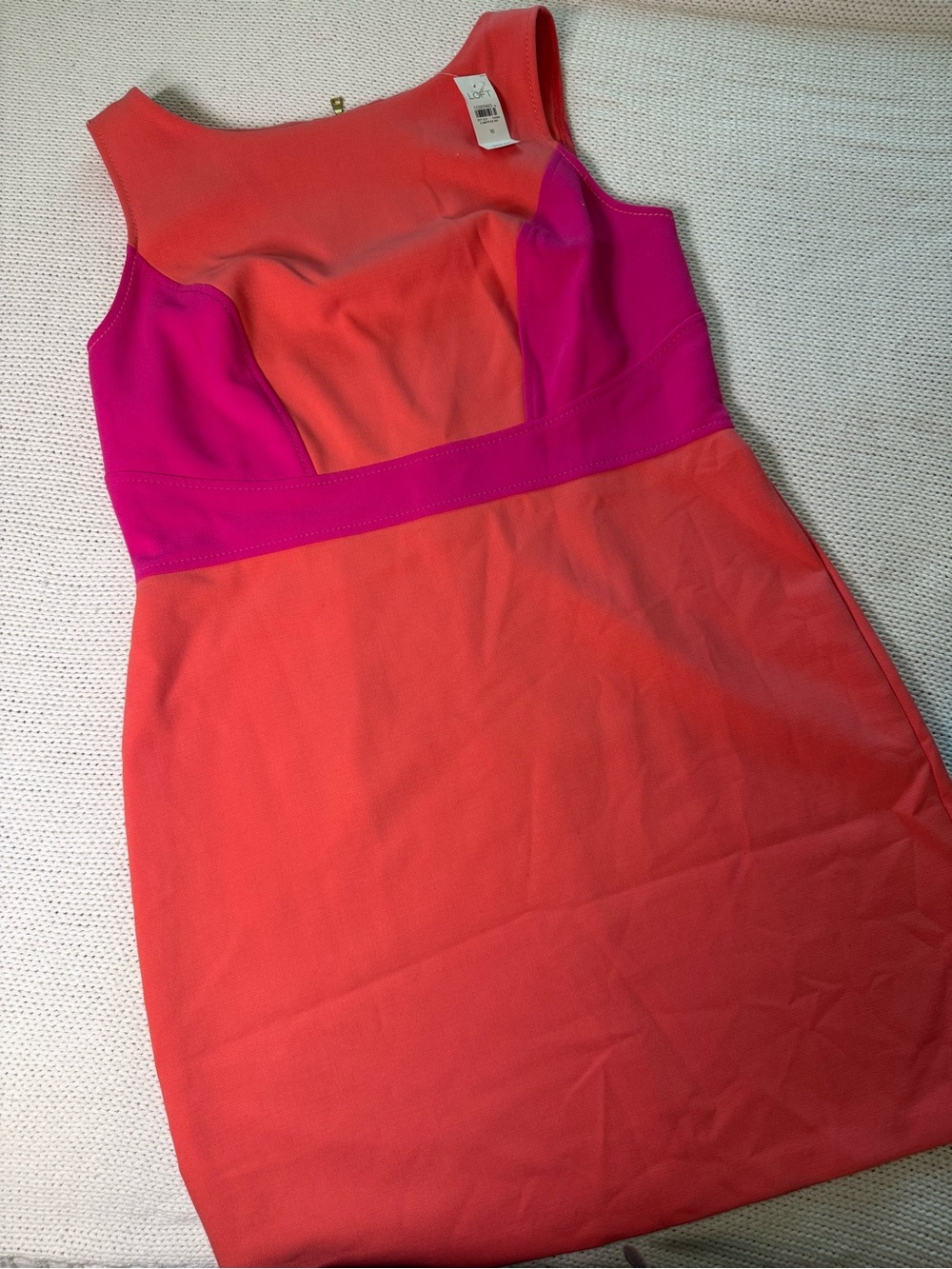 LOFT NWT Coral & Hot Pink Sheath Dress Size 16